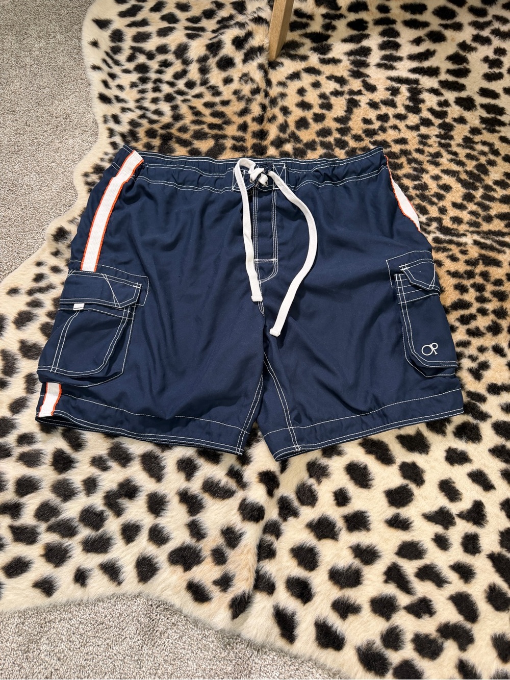Ocean Pacific Op Men's Navy Blue Swim Trunks Elastic Waist Sz 2XL